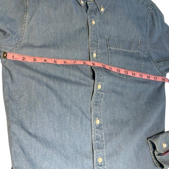 FRAME Long Sleeve Button Down Denim Shirt Blue Size Medium - Picture 6 of 10